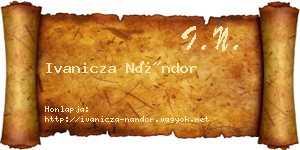Ivanicza Nándor névjegykártya